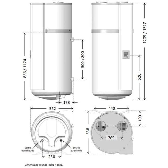 Chauffe-eau thermodynamique THERMOR AEROMAX 5 Vertical mural 150 L